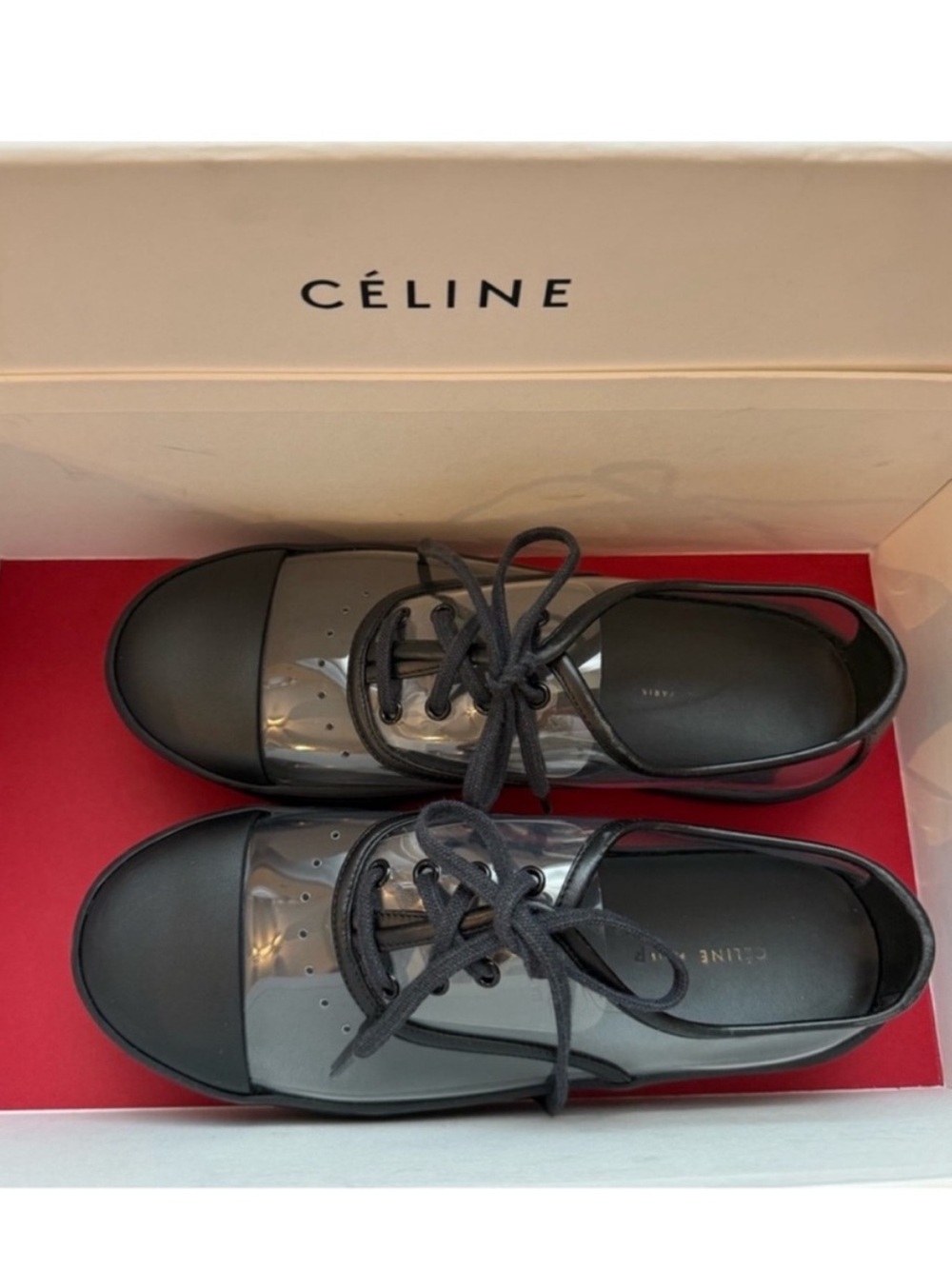 Celine Black Transparent Lace-Up Platform Sneakers - Picture 3 of 9